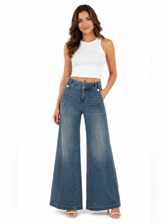 White House Black Market Denim - White House Black Market High Rise Wide Leg Everyday Soft Blue Denim Jeans.